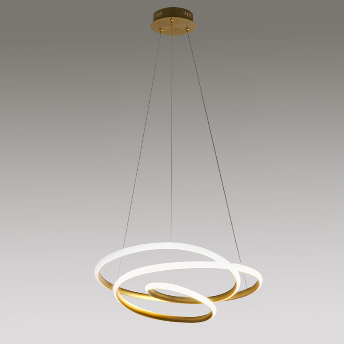 GEALUCE Sospensione montatura in alluminio bianco-oro-titanio satinato. Diffusore in silicone bianco opale. LED DIVA S/S D.85CM GEALUCE Sospensione montatura in alluminio bianco-oro-titanio satinato. Diffusore in silicone bianco opale. LED DIVA S/S D.85CM